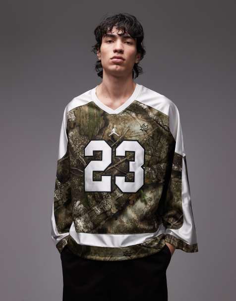 Jordan graphic long sleeve jersey t-shirt in real tree camo 