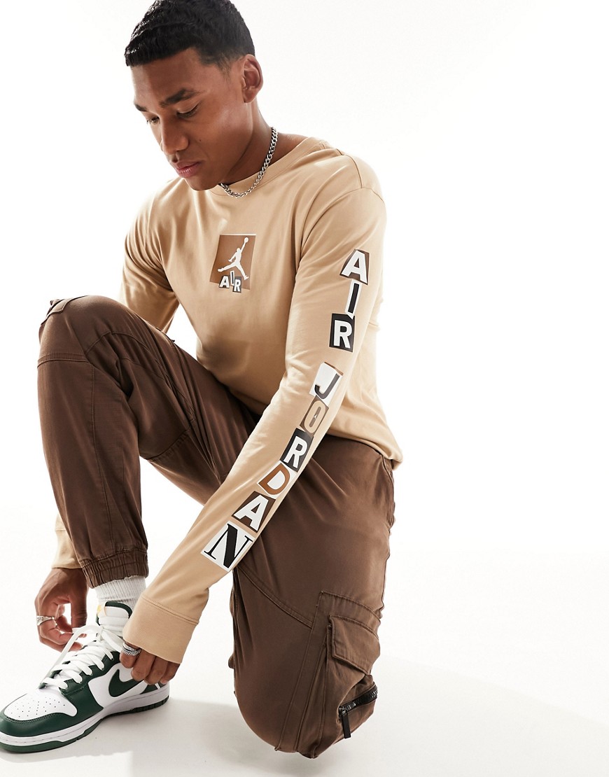 Jordan graphic long sleeve t-shirt in hemp brown