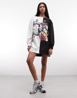 Jordan Flight Graphic Cotton Sweatshirt Dress In Multi