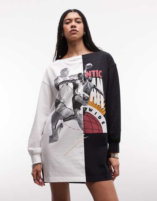 Jordan graphic print dress in black and white , 2 of 4