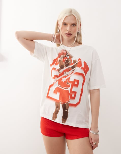 Jordan graphic t-shirt in cream and red - view 1
