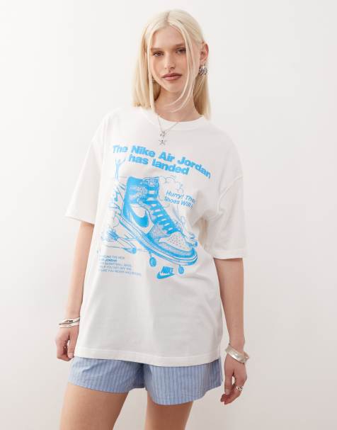 Jordan graphic t-shirt in white and blue - view 1