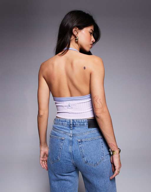 Jordan halterneck crop top in purple, 2 of 4