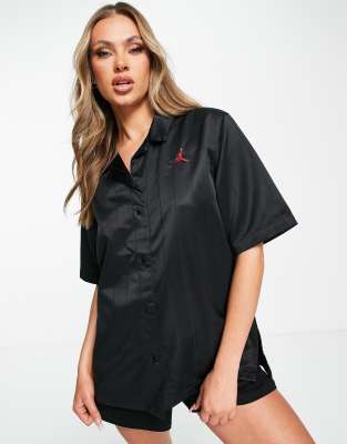 Jordan Heritage button down pinstripe top in black - ASOS Price Checker