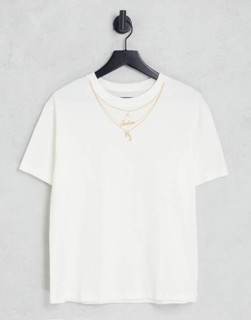Jordan Heritage chain necklace t-shirt in off white