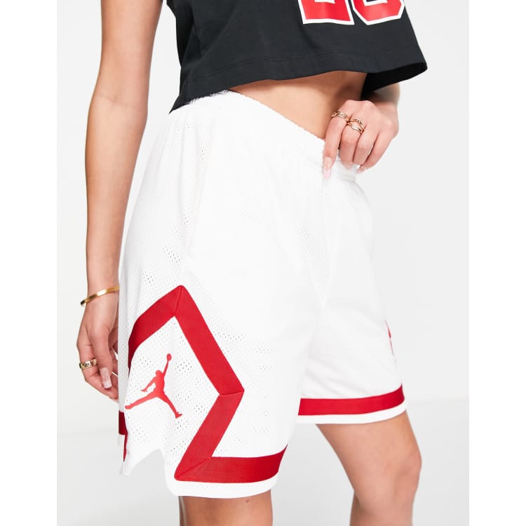 Jordan Women's Plus Size 3X White Red Athletic Shorts Essential Diamond  Short