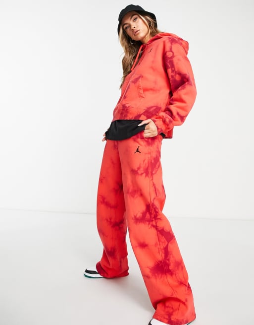 Jordan – Heritage – Fleece-Jogginghose in Rot mit Batikmuster