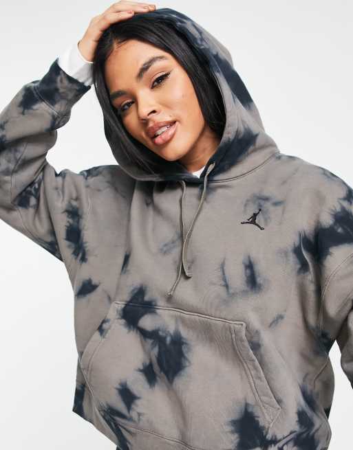 Jordan Heritage tie dye pullover hoodie in olive grey and black