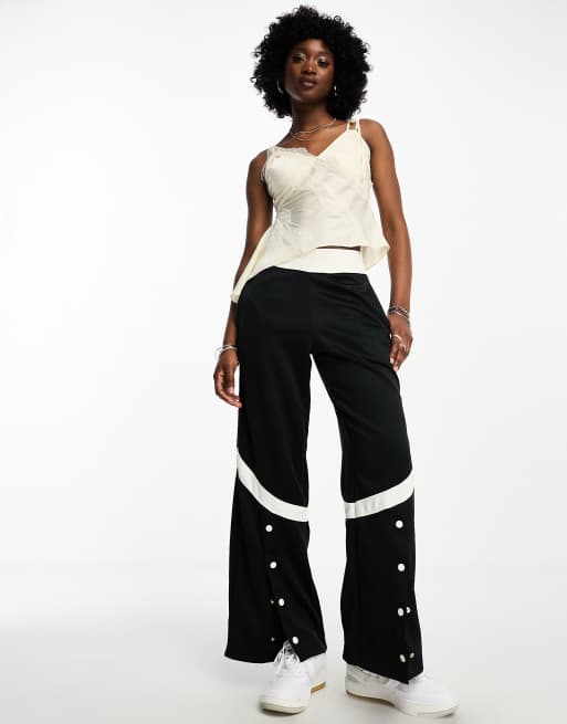 Wide leg popper trousers top