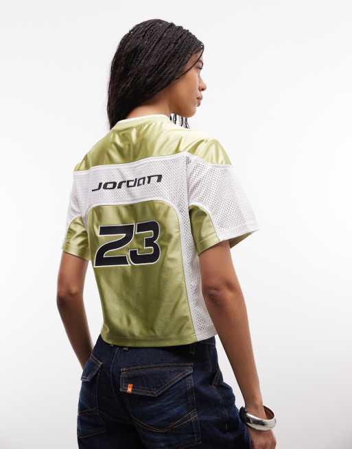 Jordan jersey top in khaki and white, 4 of 4