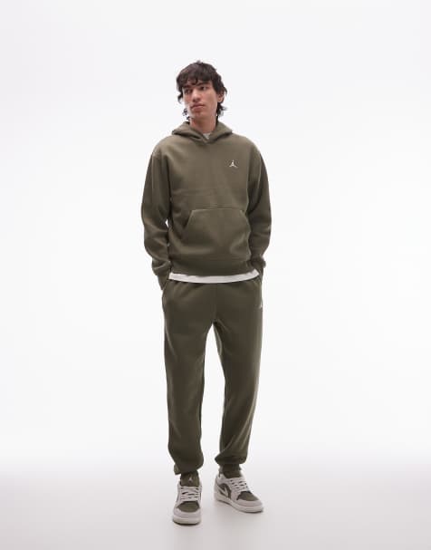 Jordan - Joggingbroek van fleece met boorden in kaki - view 1