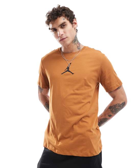Jordan – Jumpman – Brązowy T-shirt z logo na środku