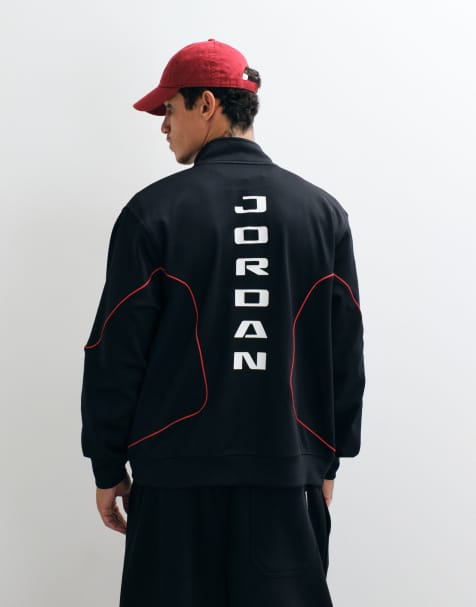 Jordan Jumpman Logo Trackjacke mit durchgehendem Reißverschluss in Schwarz - view 1
