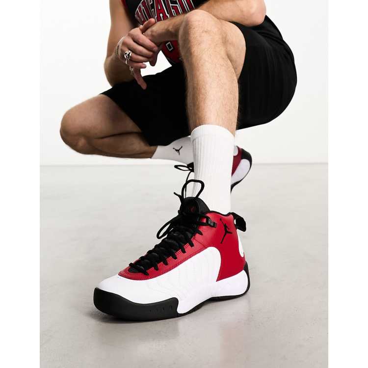 Jordan Jumpman Pro trainers in white and gym red ASOS