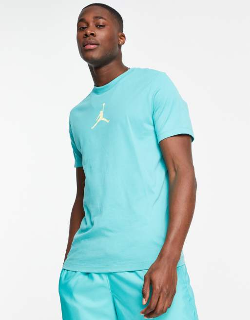 Jordan – Jumpman – Turkusowy T-shirt z efektem sprania i logo