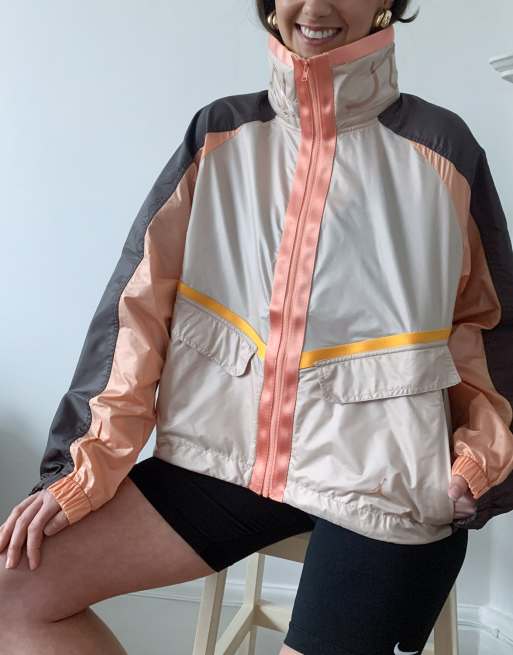 Jordan - Lichtgewicht jack in beige met grijze inzetstukken