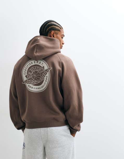 Jordan logo back print hoodie in brown - view 1