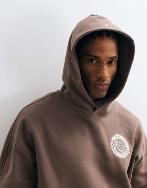 Jordan logo back print hoodie in brown, 2 of 5