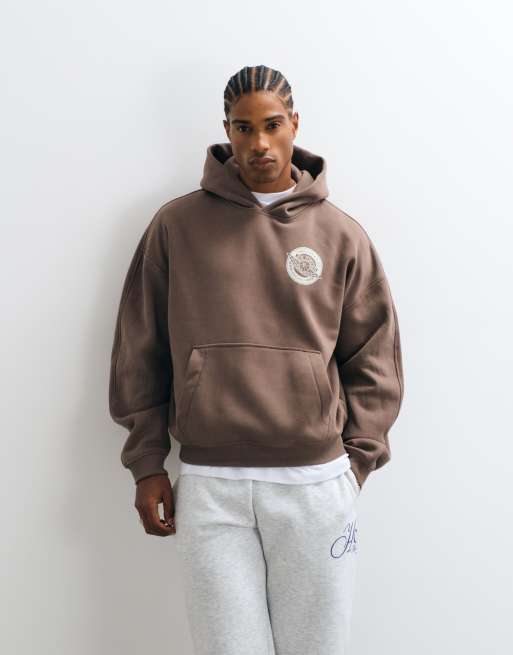 Jordan logo back print hoodie in brown, 4 of 5