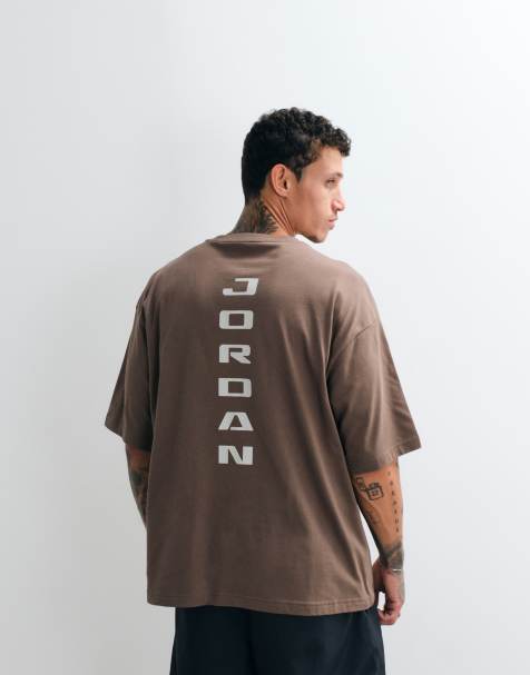 Jordan logo spine print oversized t-shirt in brown - view 1