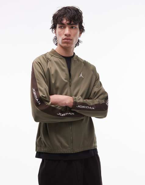 Jordan logo track jacket in khaki - view 1