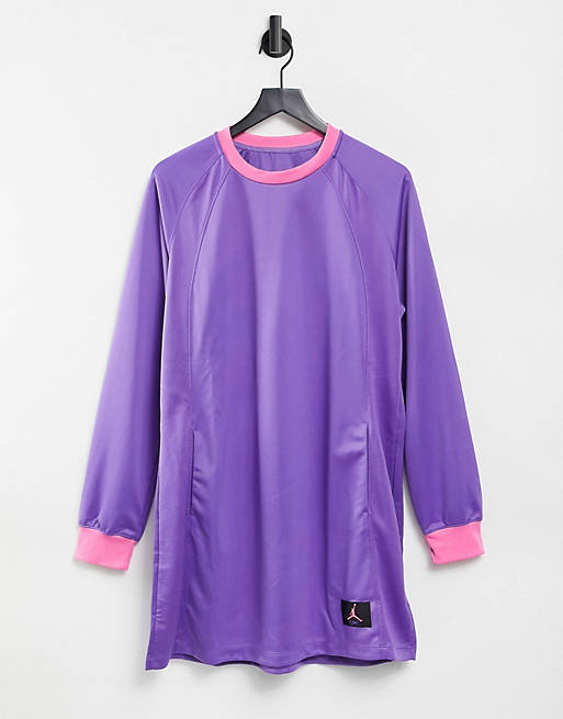 Dresses Jordan long sleeve dress in purple with pink neckline and cuffs 