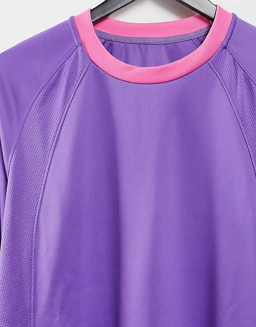 Dresses Jordan long sleeve dress in purple with pink neckline and cuffs 
