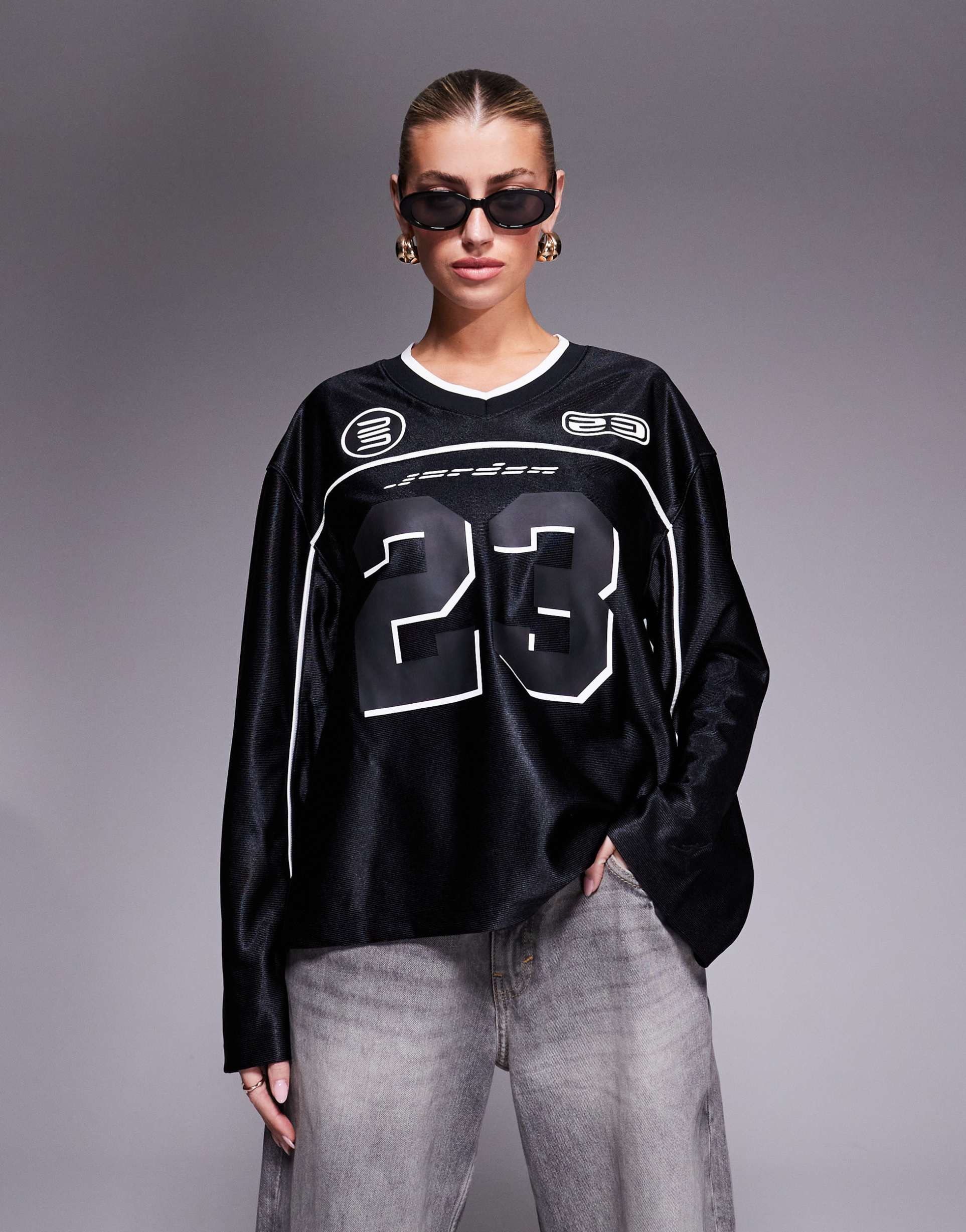jordan long sleeve jersey top in black