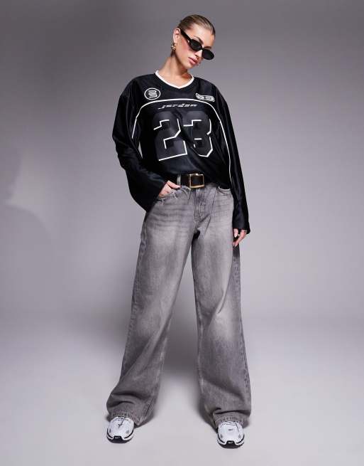 Jordan long sleeve jersey top in black