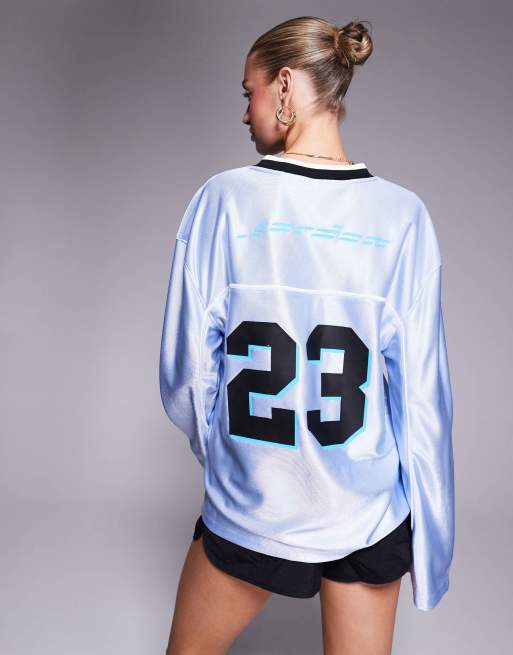 Jordan long sleeve jersey top in light blue