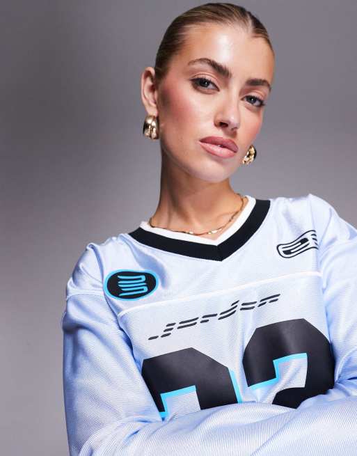 Jordan long sleeve jersey top in light blue