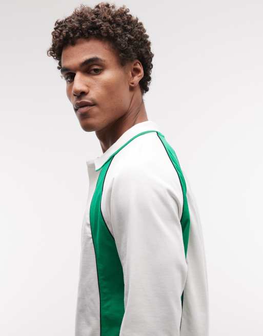 Jordan long sleeve polo jersey in white and green, 5 of 5