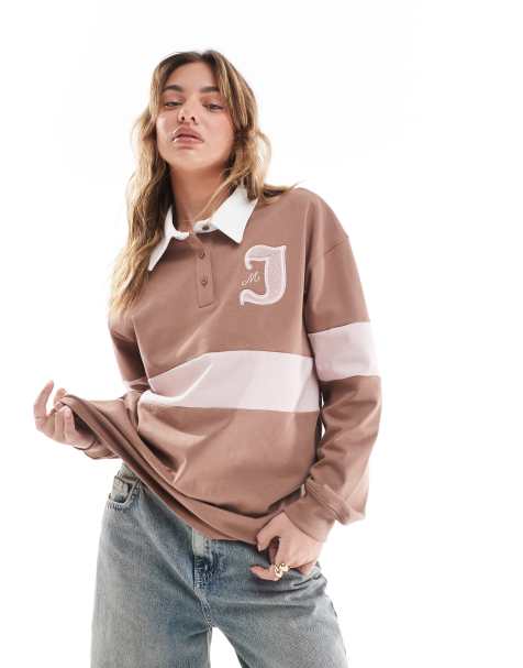 Jordan long sleeve rugby top in brown - view 1