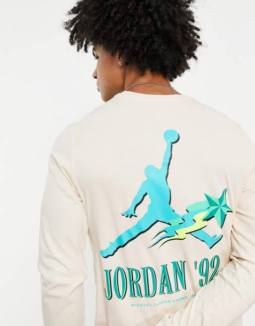 Jordan long sleeve t shirt with back print in pearl white ASOS