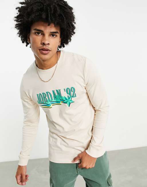 Jordan long sleeve t shirt with back print in pearl white ASOS