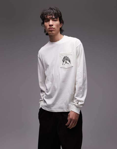 Jordan long sleeve t-shirt with pocket detail in off white - view 1