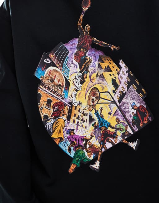 Jordan Maglietta oversize a maniche lunghe nera con grafica ASOS