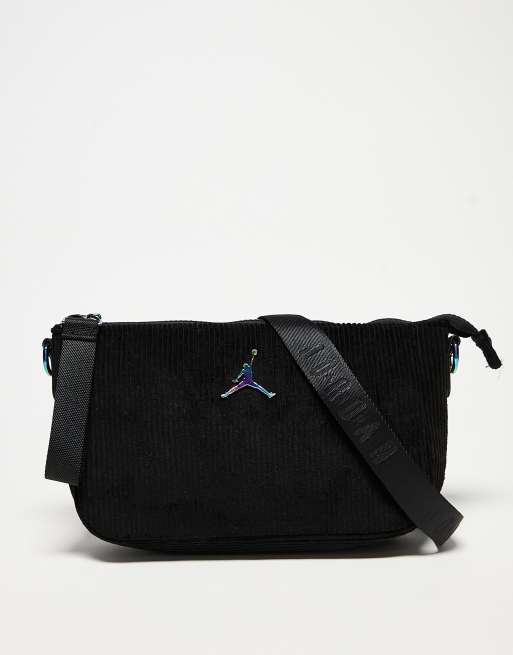 Jordan mini corduroy crossbody bag in black | ASOS