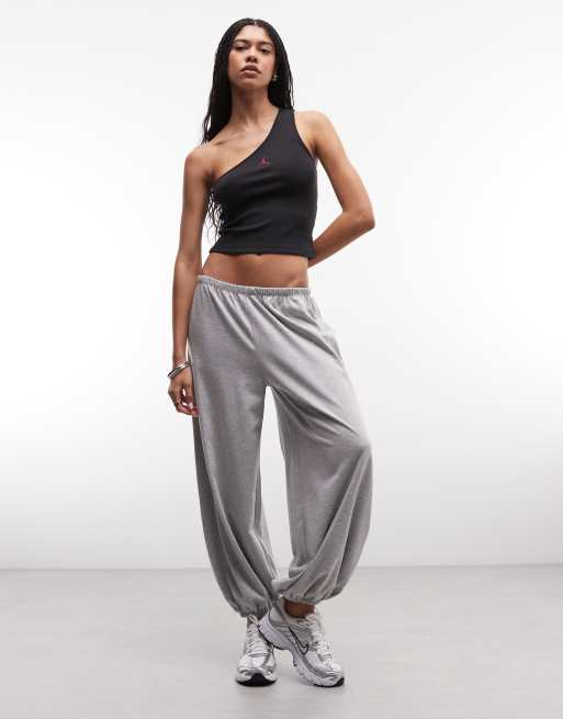  Jordan one shoulder asymmetric tank top in black , 2 of 4