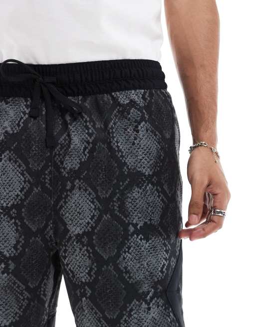 Jordan - Pantaloncini neri effetto pelle di serpente in tessuto Dri-FIT, 4 di 5