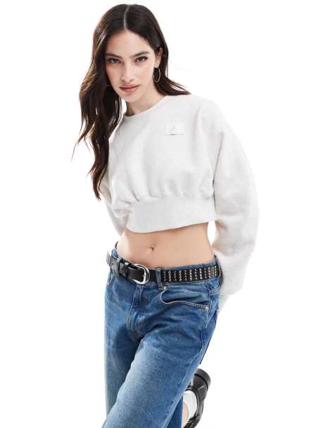 Jordan patch logo cropped sweatshirt in gray - view 1