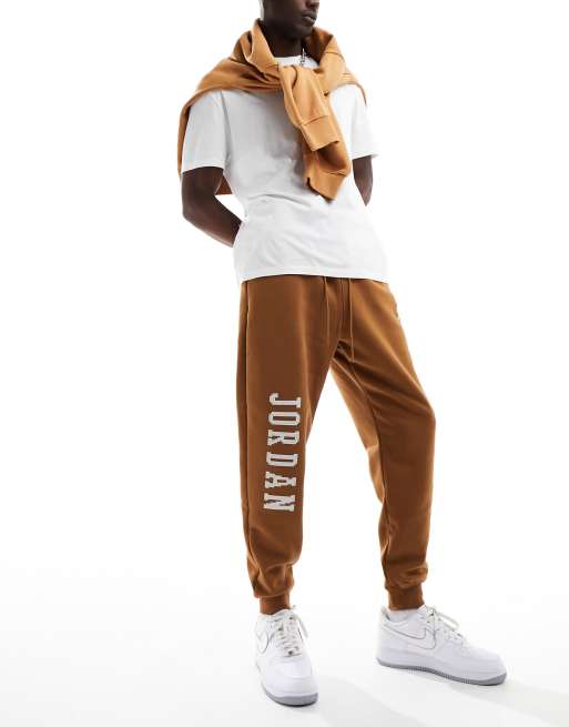 Jordan print fleece joggers in brown ASOS