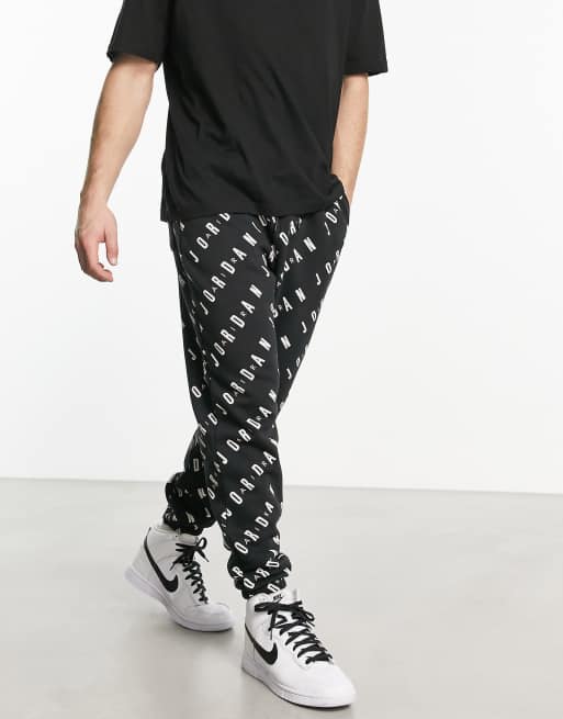 Jordan printed fleece joggers in black