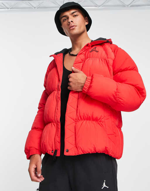 Jordan puffer jacket in fire red | ASOS