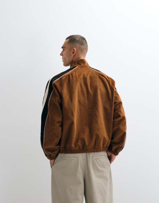 Jordan quarter zip logo cord jacket in brown, 2 of 5
