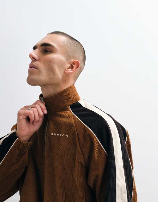 Jordan quarter zip logo cord jacket in brown, 4 of 5