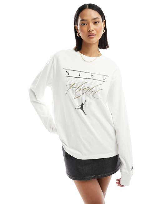 Jordan - Råhvid langærmet grafisk T-shirt