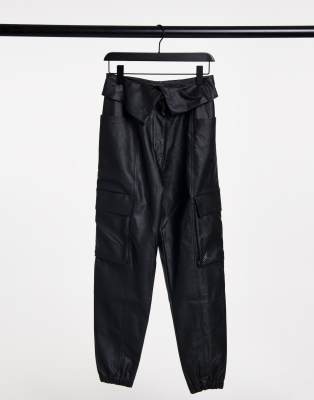 Jordan Schwarze Hose Aus Pu Mit Umgeschlagener Taille Evesham Nj