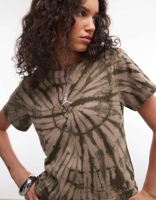 Jordan short sleeve all over print t-shirt in khaki green, 2 of 4