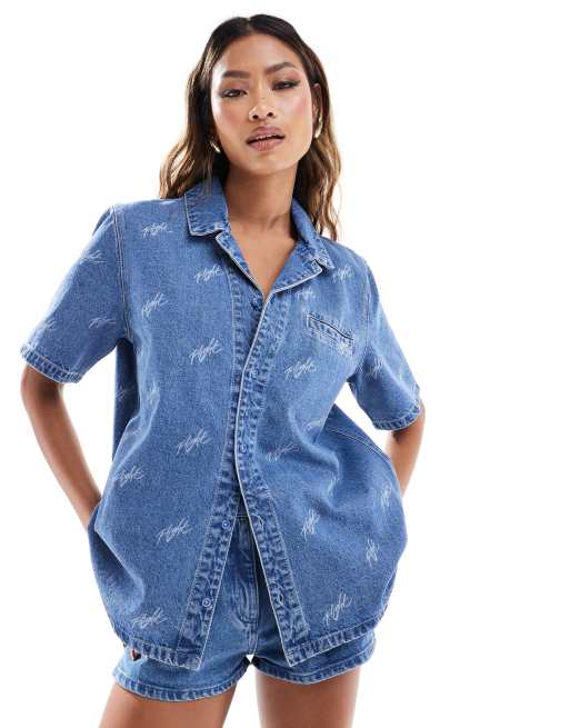 Jordan short sleeve denim shirt in blue
